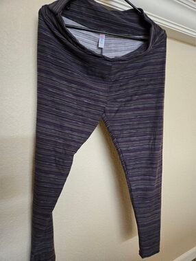 Lularoe Butter Soft TC Striped Purple Gray Leggings